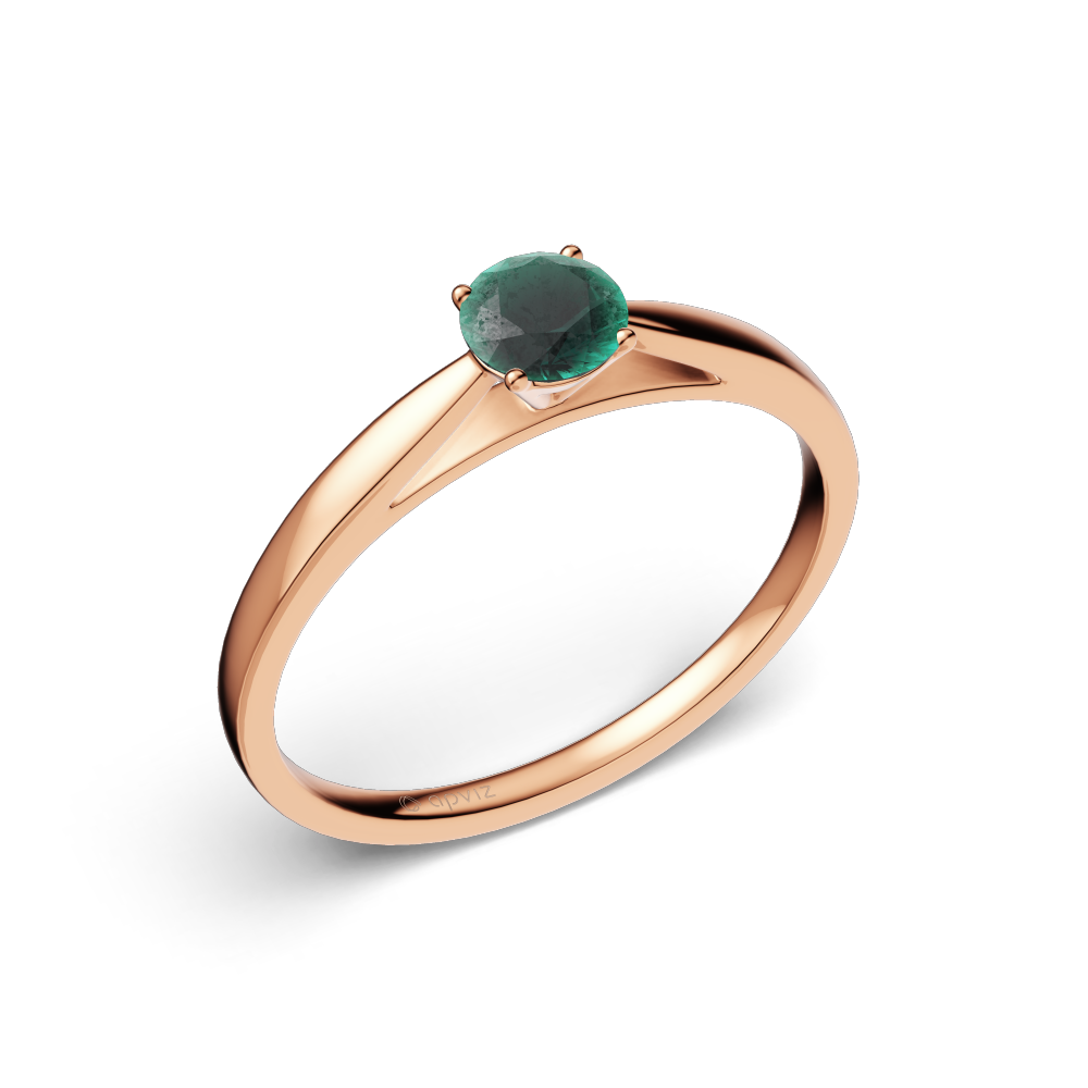 Photograph of a 0.3 carat pink gold and emerald ring automatically generated with the 3d configurator saas platform.