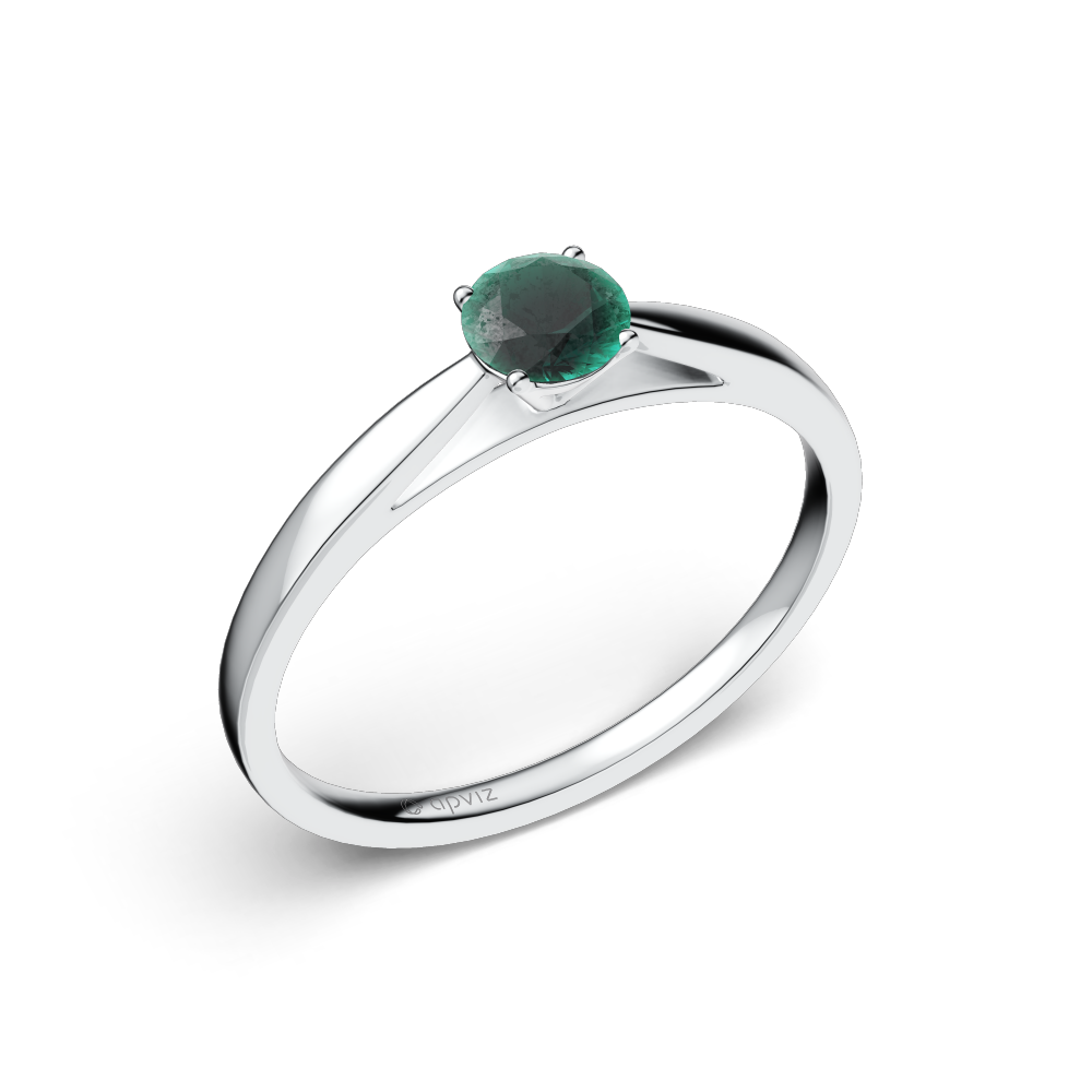 Photograph of a 0.3 carat white gold and emerald ring automatically generated with the 3d configurator saas platform.