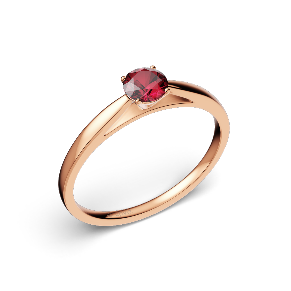 Photograph of a 0.3 carat pink gold and rubis ring automatically generated with the 3d configurator saas platform.