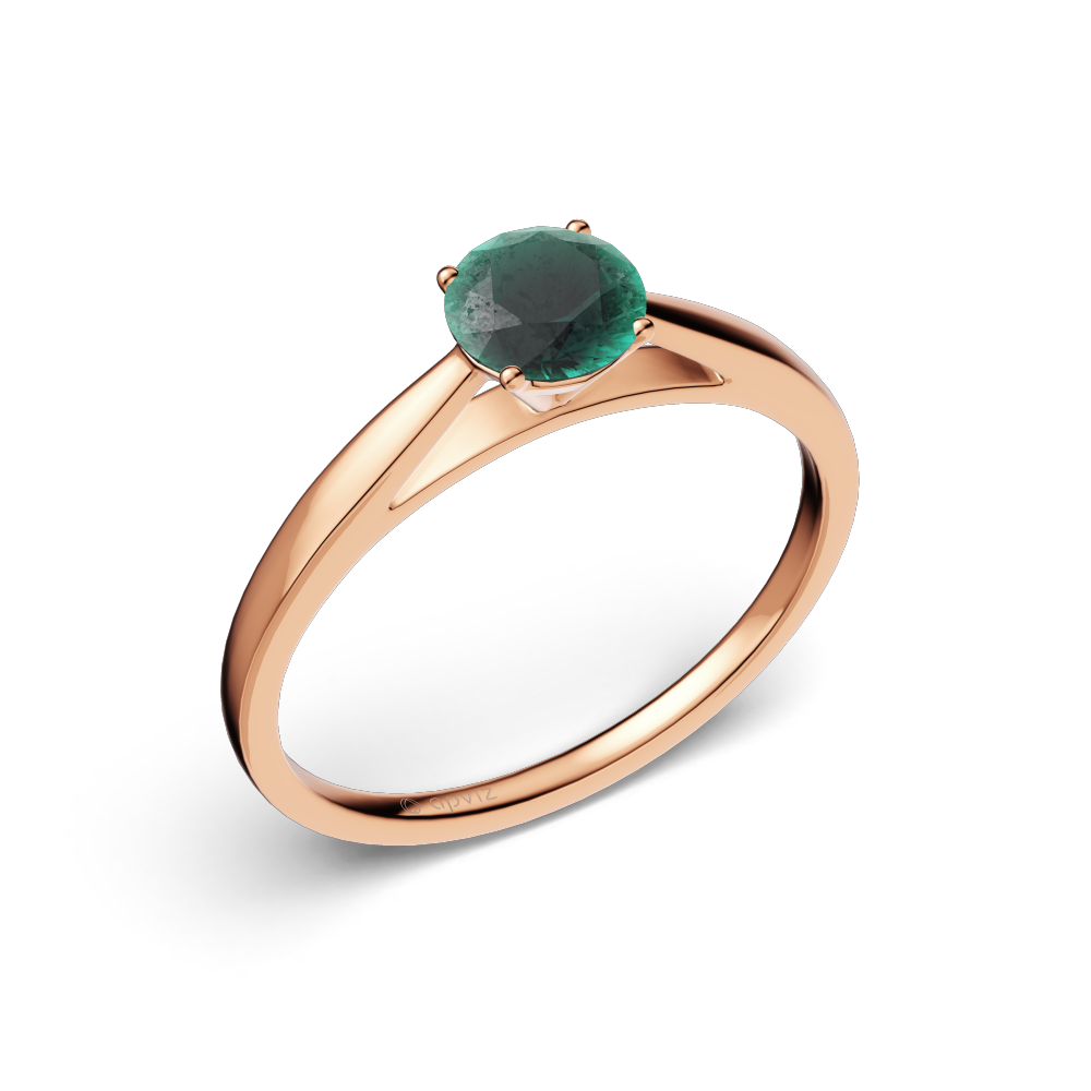 Photograph of a 0.5 carat pink gold and emerald ring automatically generated with the 3d configurator saas platform.