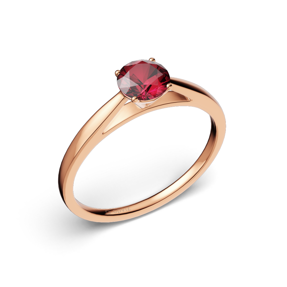 Photograph of a 0.5 carat pink gold and rubis ring automatically generated with the 3d configurator saas platform.