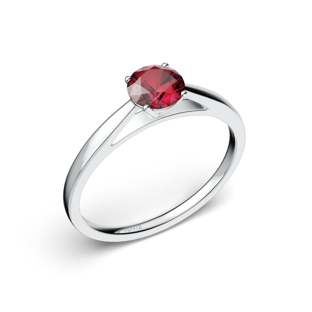 Photograph of a 0.5 carat white gold and rubis ring automatically generated with the 3d configurator saas platform.