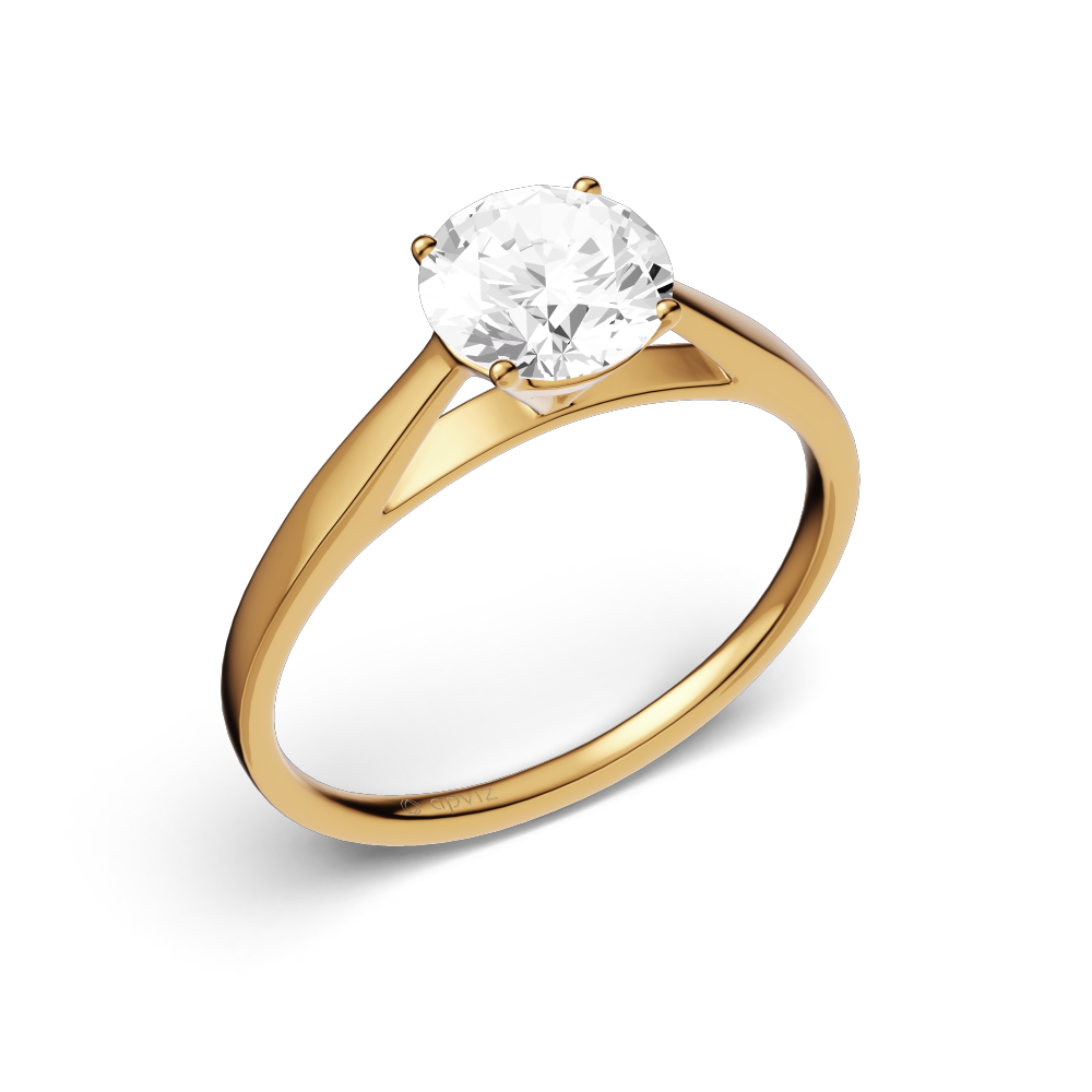 Photograph of a 1 carat yellow gold and diamond ring automatically generated with the 3d configurator saas platform.