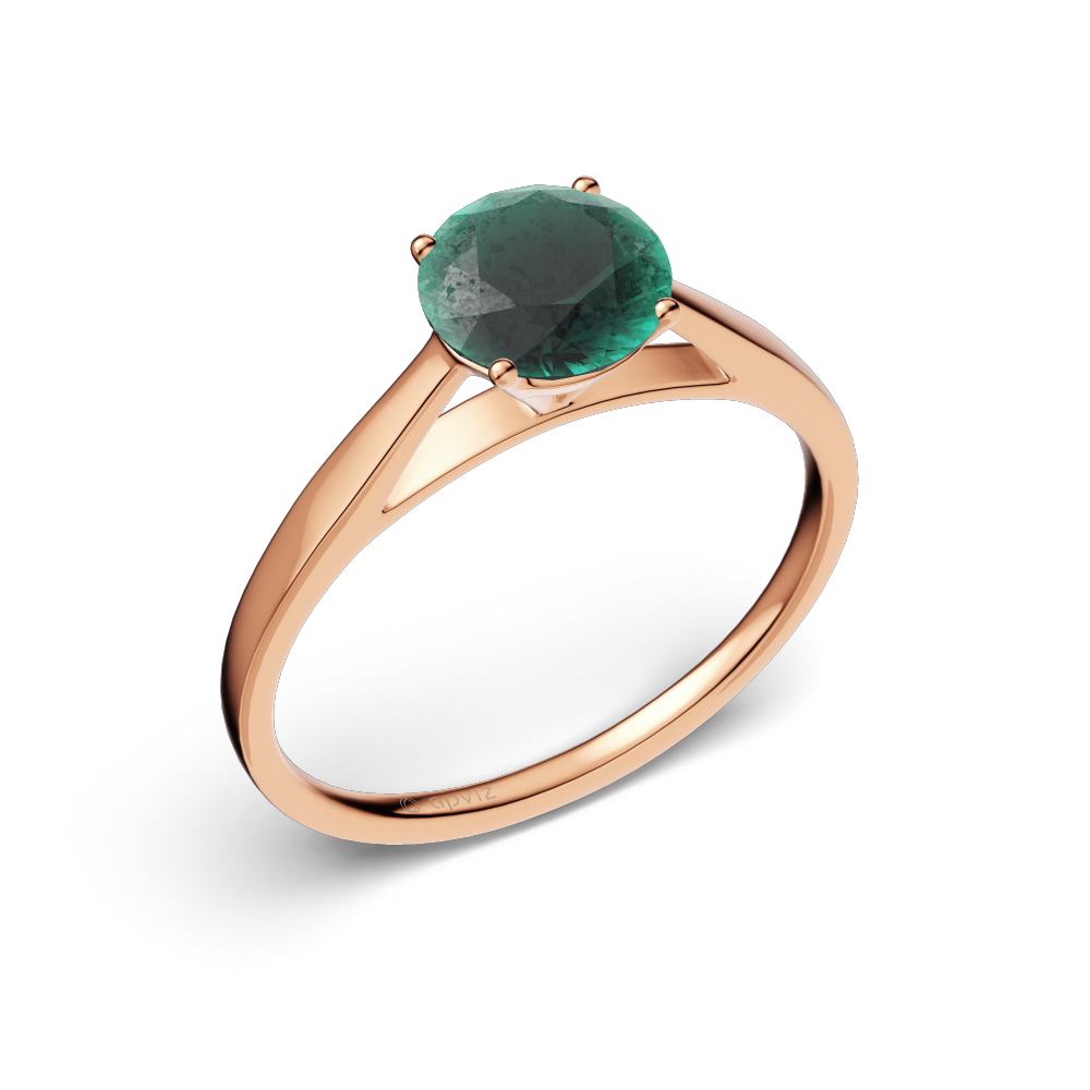 Photograph of a 1 carat pink gold and emerald ring automatically generated with the 3d configurator saas platform.