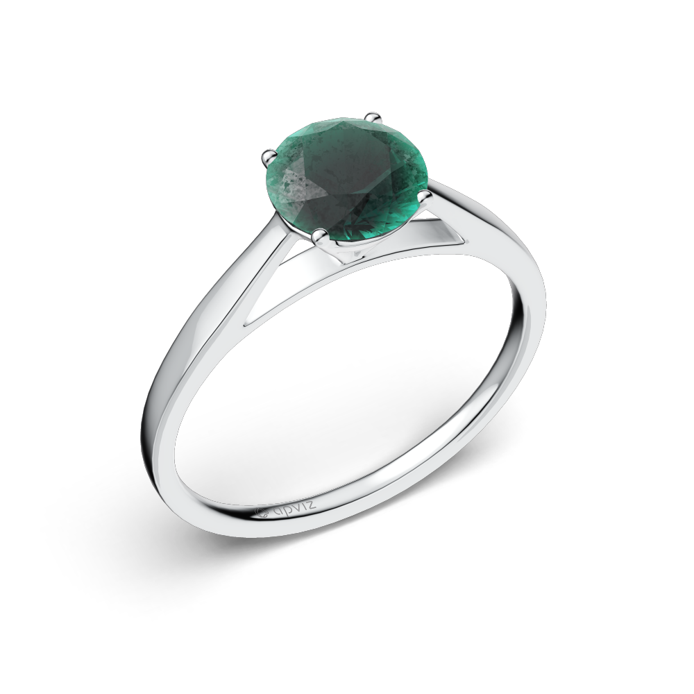 Photograph of a 1 carat white gold and emerald ring automatically generated with the 3d configurator saas platform.
