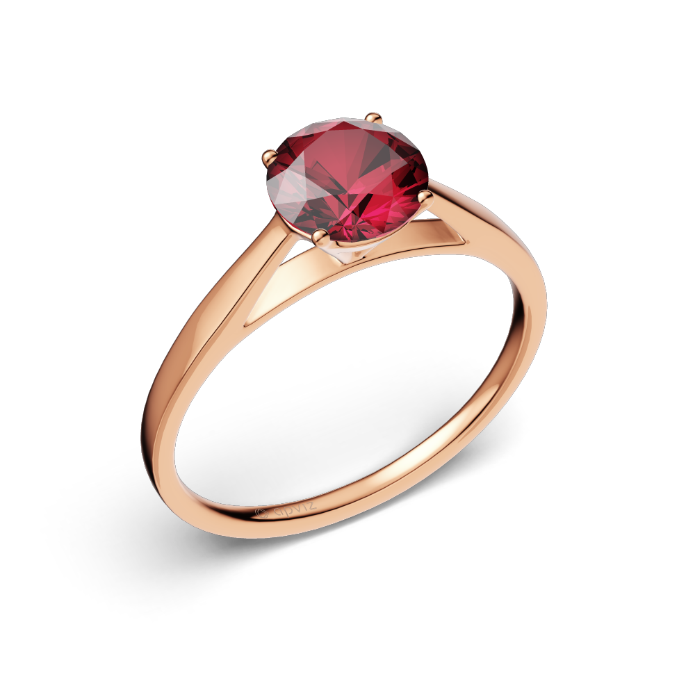 Photograph of a 1 carat pink gold and rubis ring automatically generated with the 3d configurator saas platform.