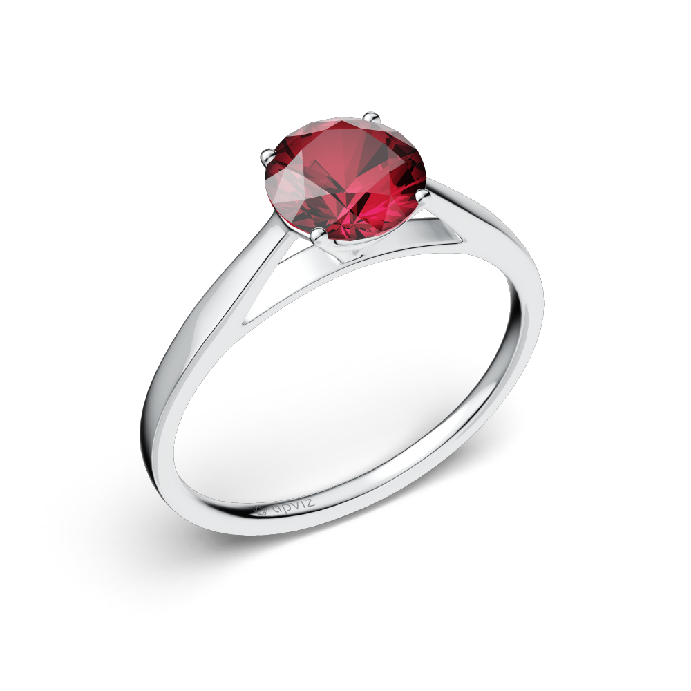 Photograph of a 1 carat white gold and rubis ring automatically generated with the 3d configurator saas platform.