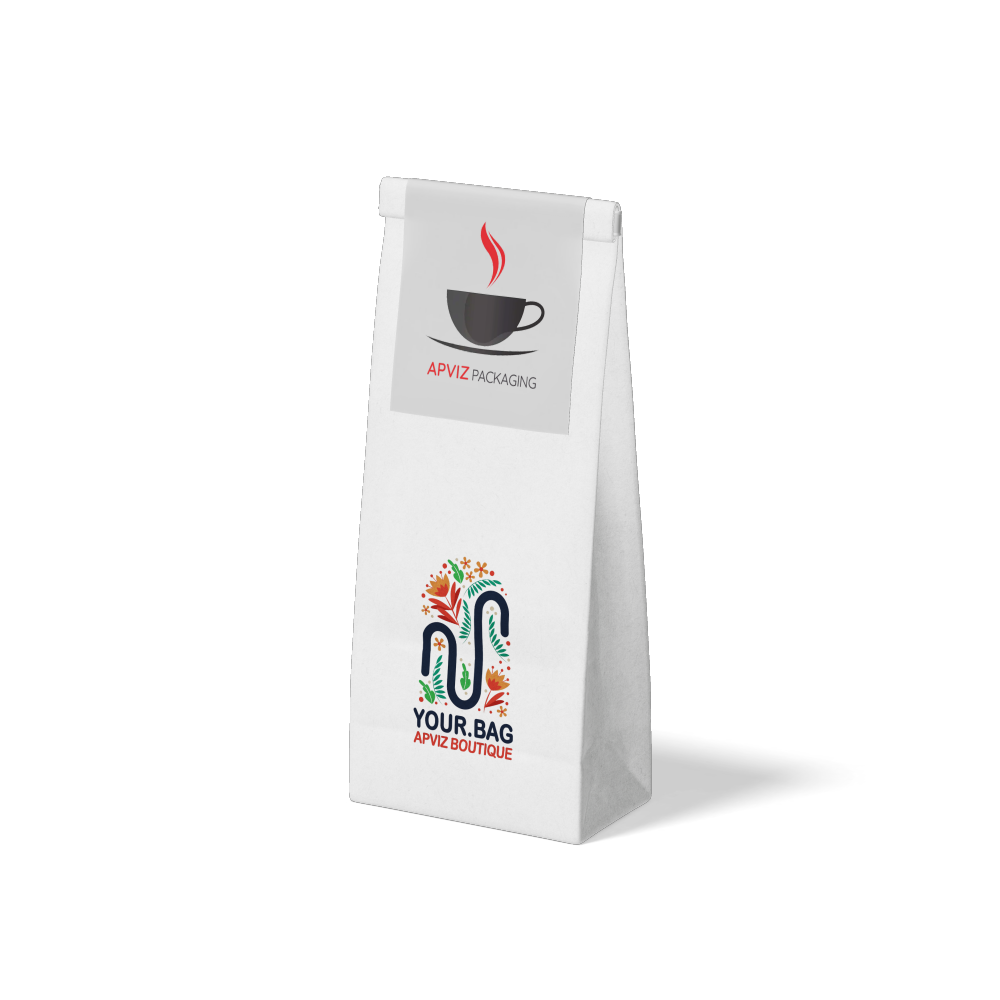 Made to order, photograph of a coffee bag with a color logo automatically generated with the 3d configurator platform.