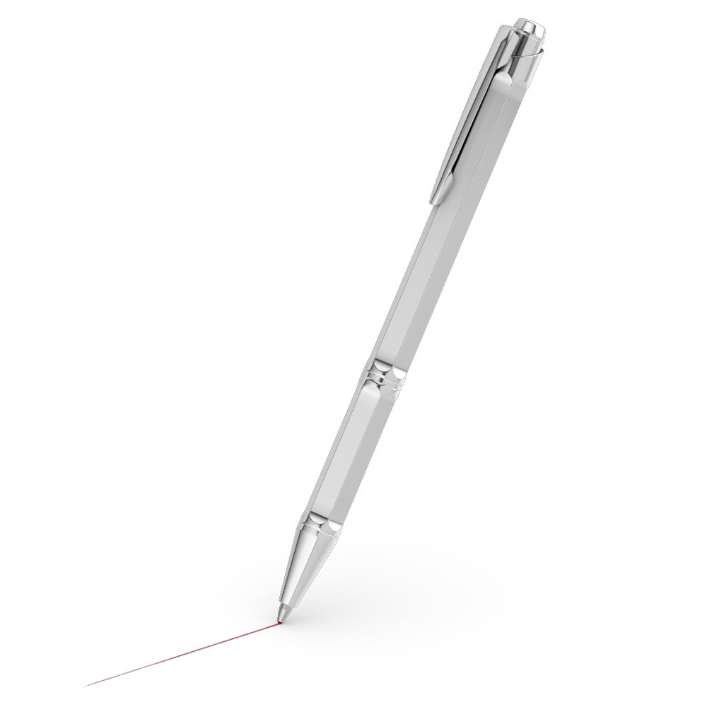 Made to order, photograph of a metal pen automatically generated with the 3d configurator platform.