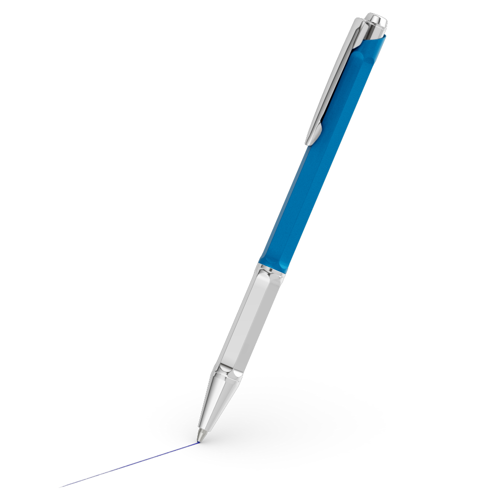 Made to order, photograph of a plastic and metal pen automatically generated with the 3d configurator platform.