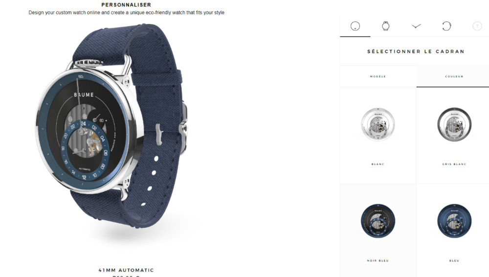 3D technology: Screenshot of a watch customization screen