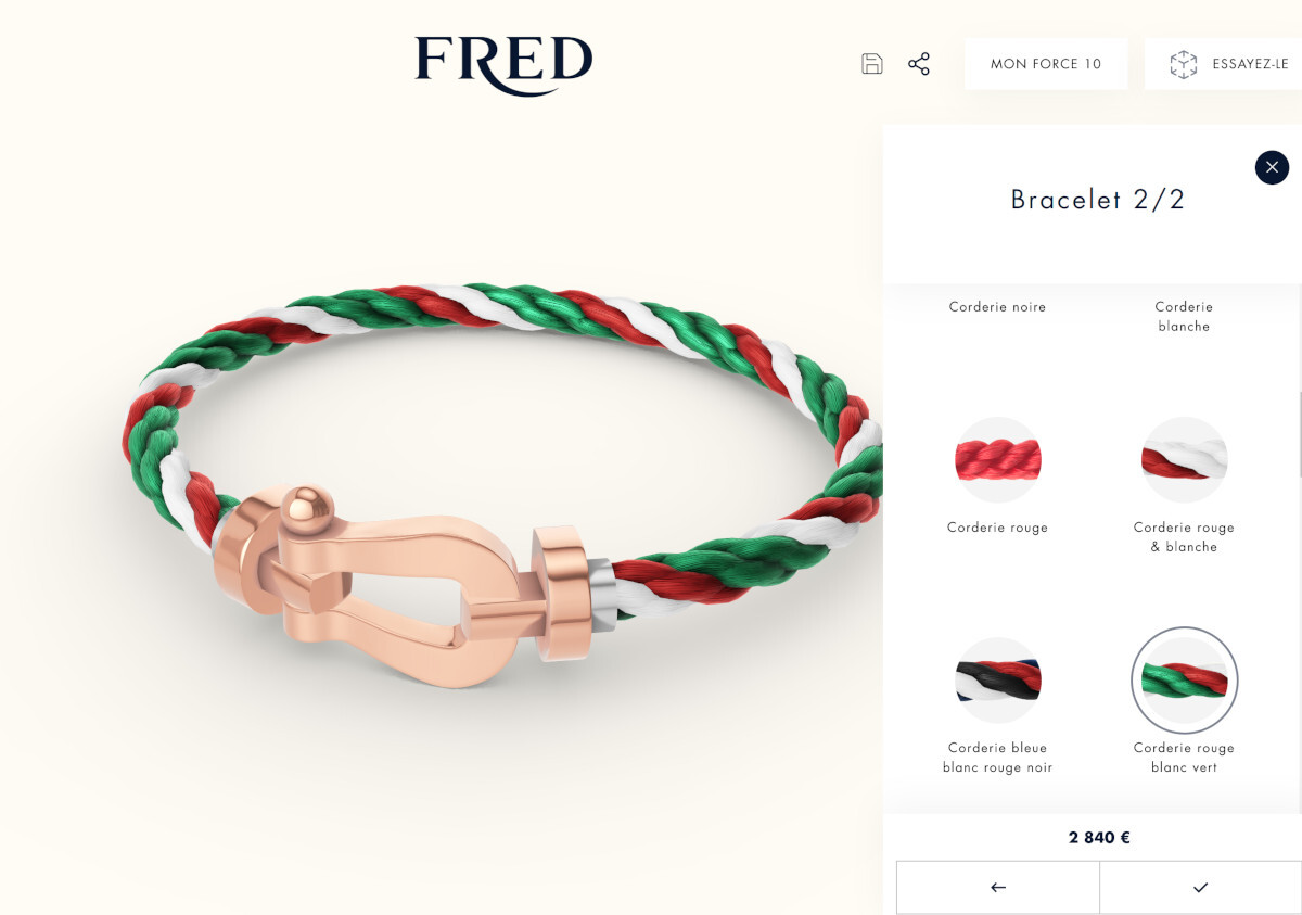 Fred jeweler custom bracelet 3d configurator for ecommerce