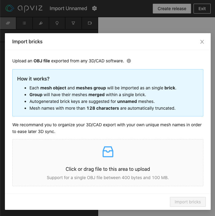 Apviz import screen capture