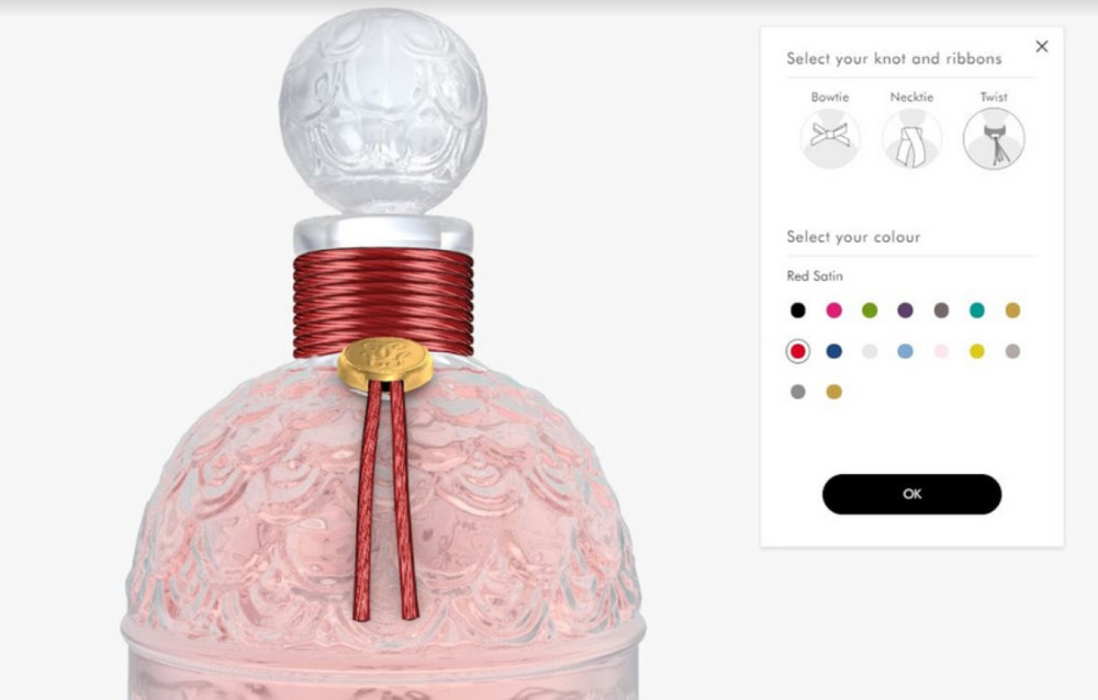 custom products: Screenshot of a perfume bottle customization screen