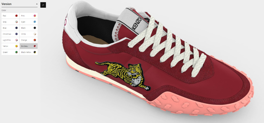 product images: screenshot of Kenzo shoe 3D configurator