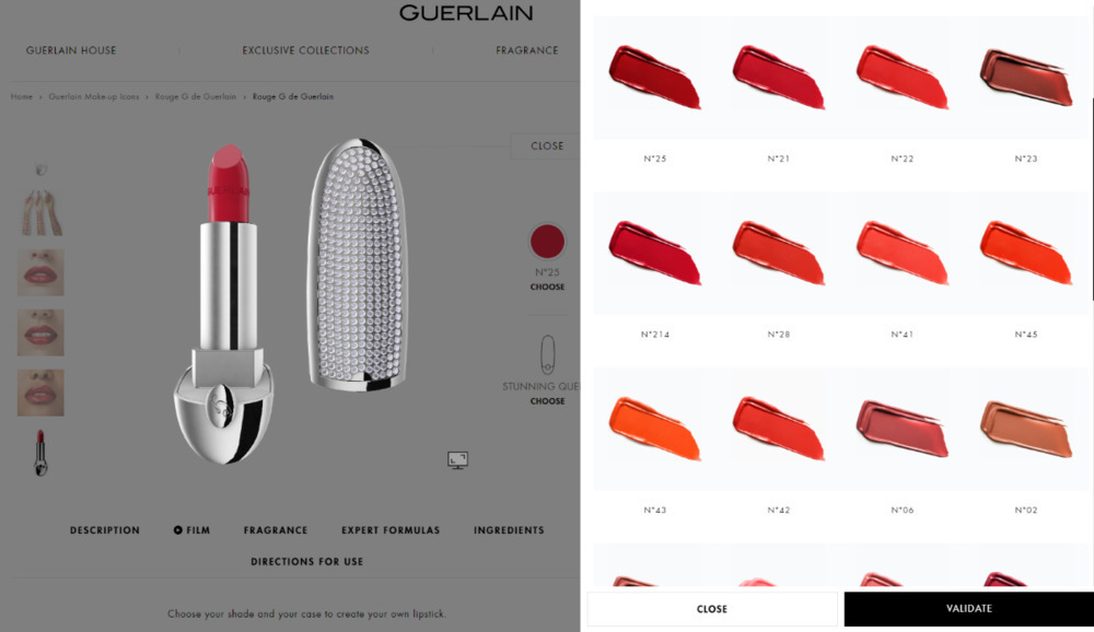 ecommerce trends: Screenshot of a lipstick customization page