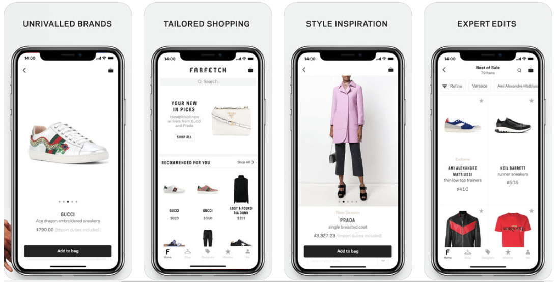 products pages on app 