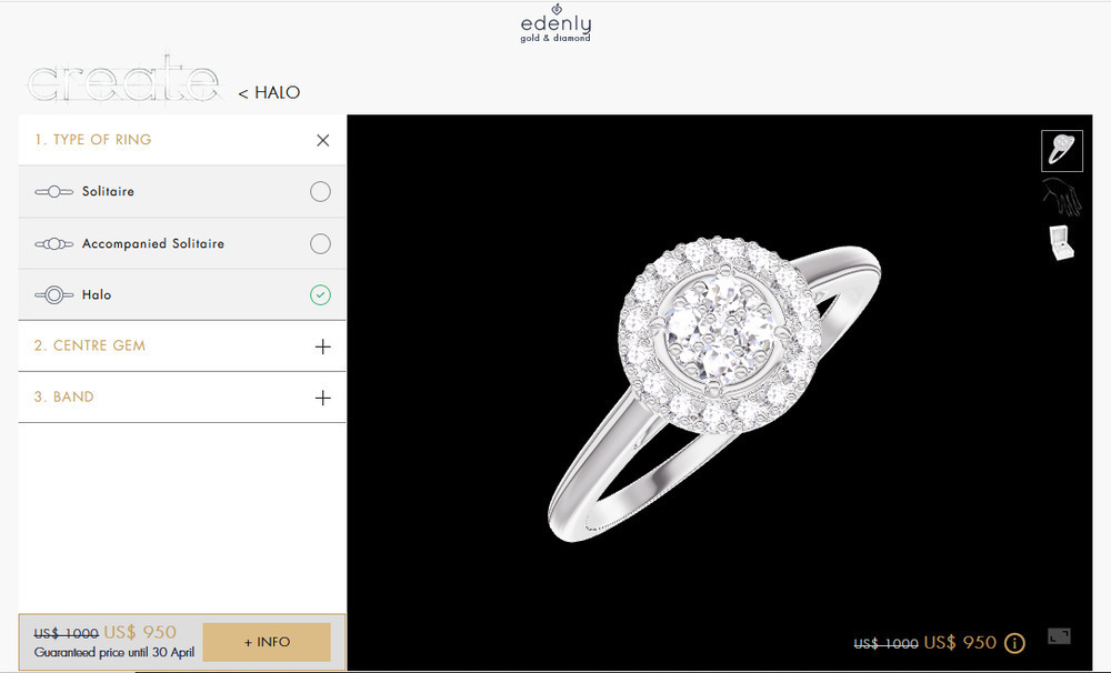 jewelry retailing: customization panel for rings