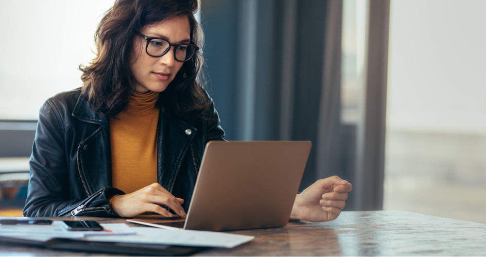 product design process: woman working on her laptop